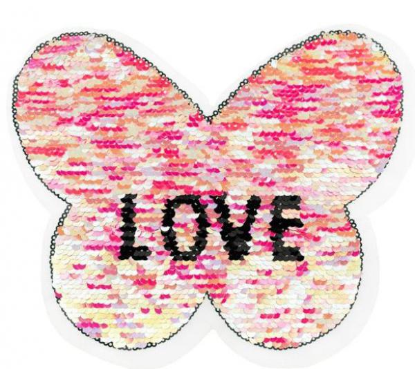 Applikation - Wendepailletten - Schmetterling Love - Aufnäher